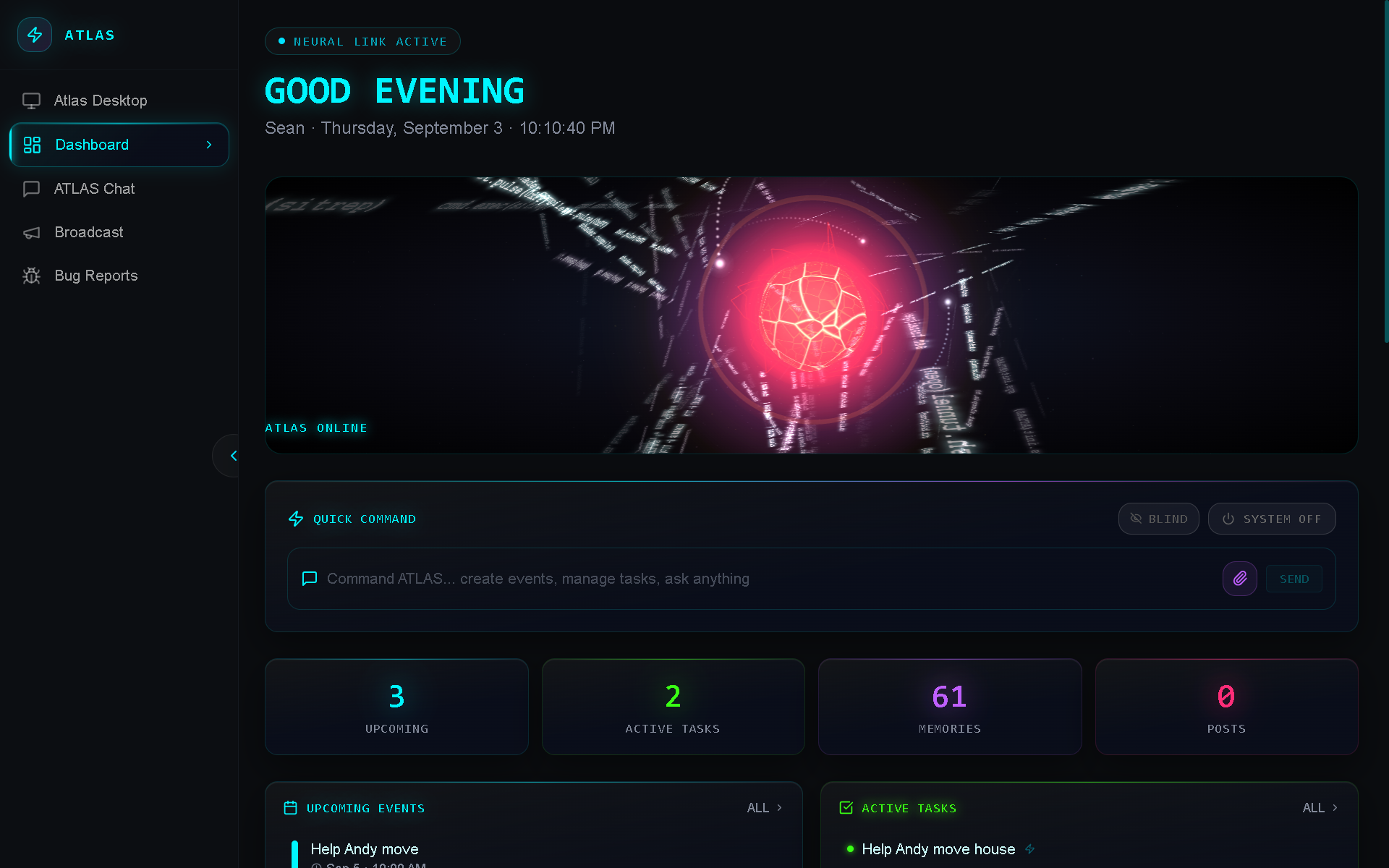 ATLAS dashboard command center preview